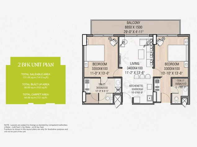 2 BHK Unit Plan